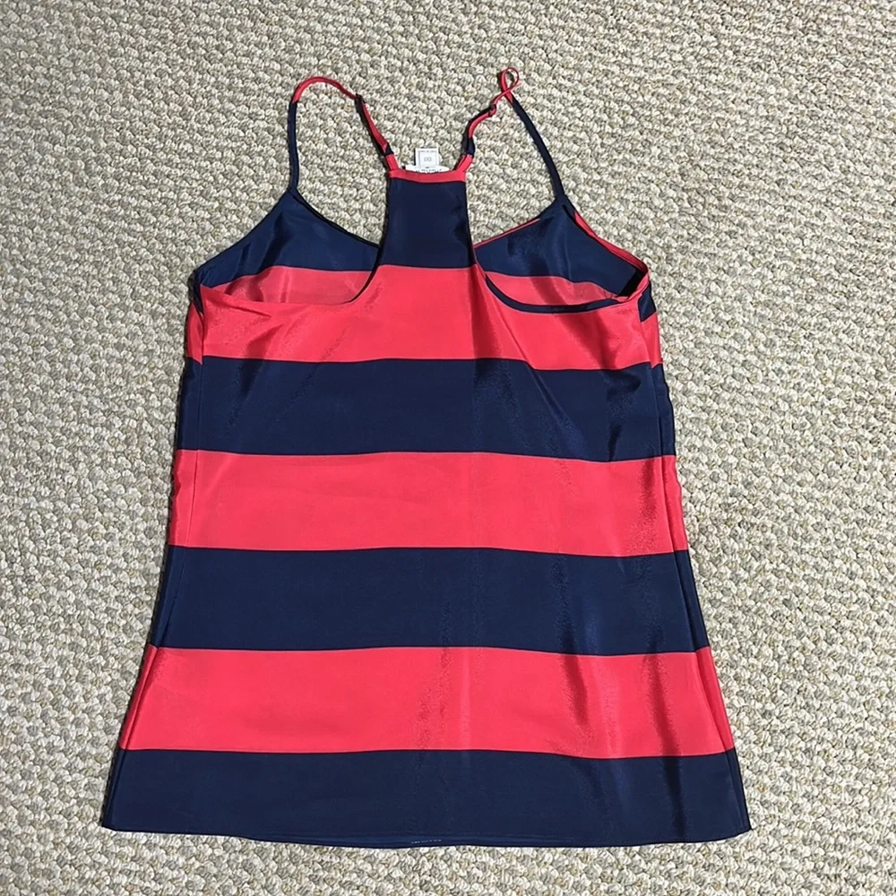 J Crew navy and red stripe polyester spaghetti strap tank top - size 00